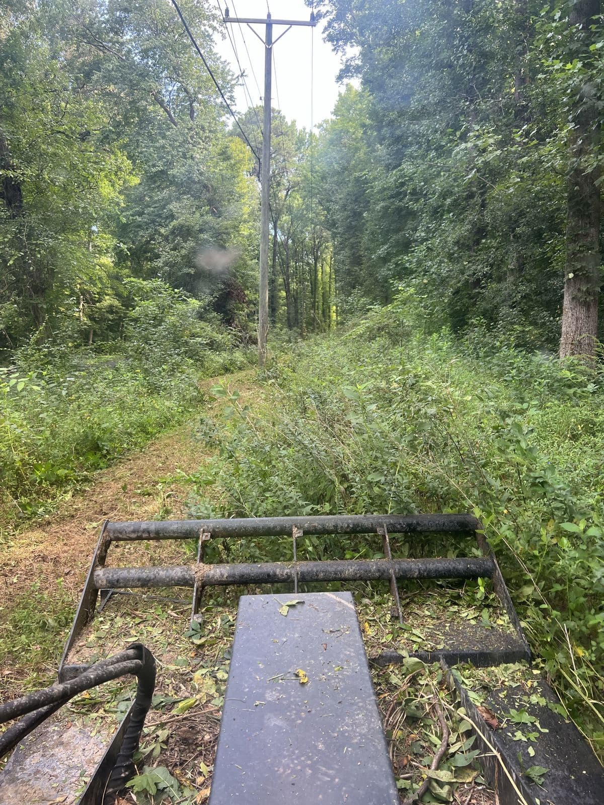 Bush hogging clearing tall grass and brush in a field in Central Virginia.